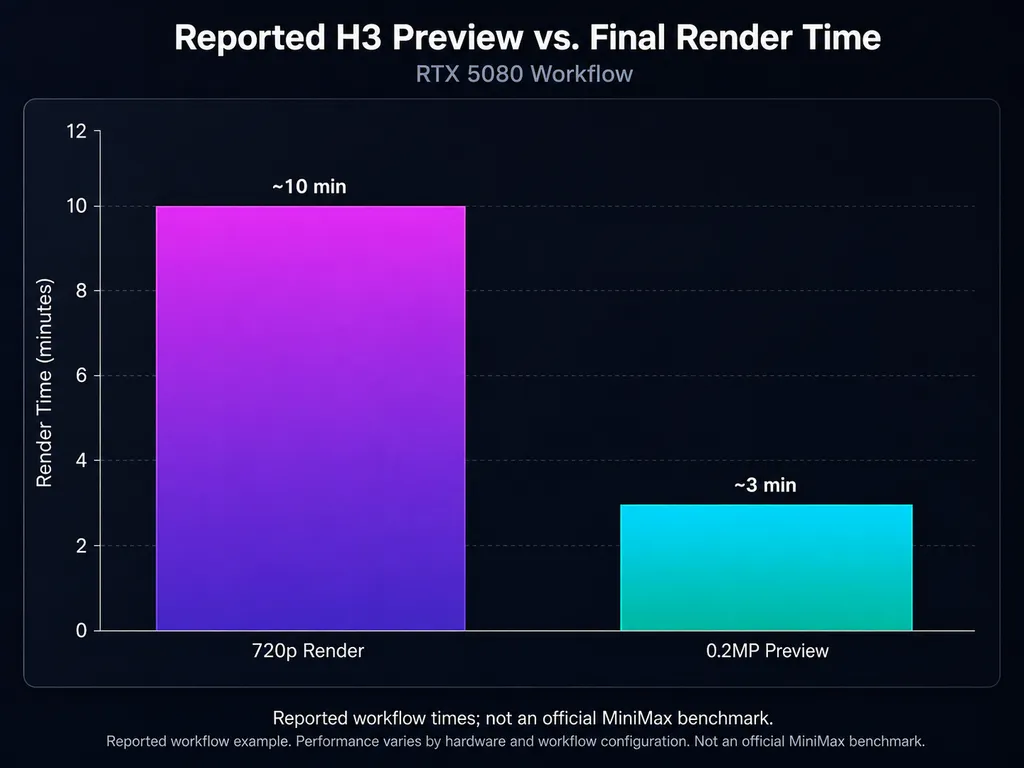 Reported H3 Preview vs. Final Render Time