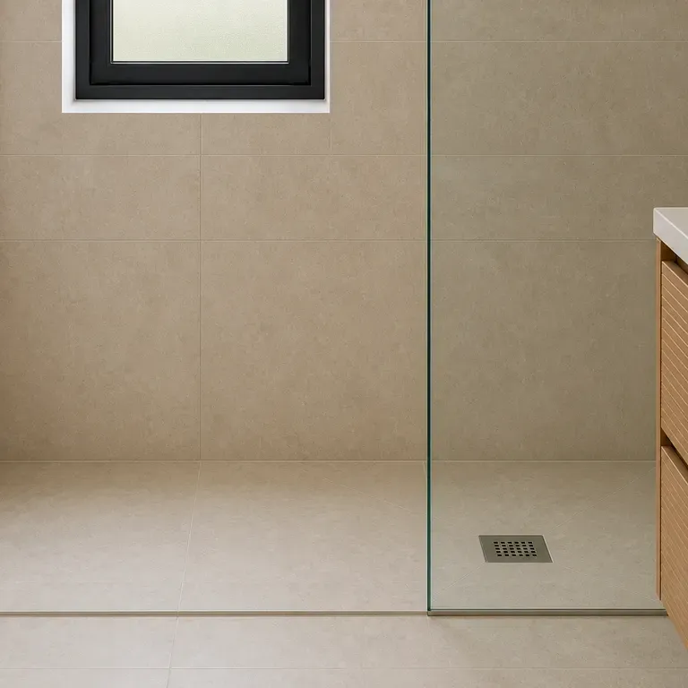 Primer plano de azulejos y materiales de baño después de un rediseño
