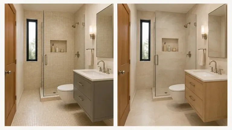 Baño corriente antes y después de un rediseño