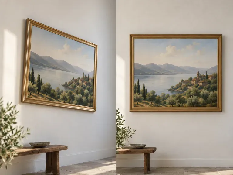 Artwork Photos: a framed painting squared up