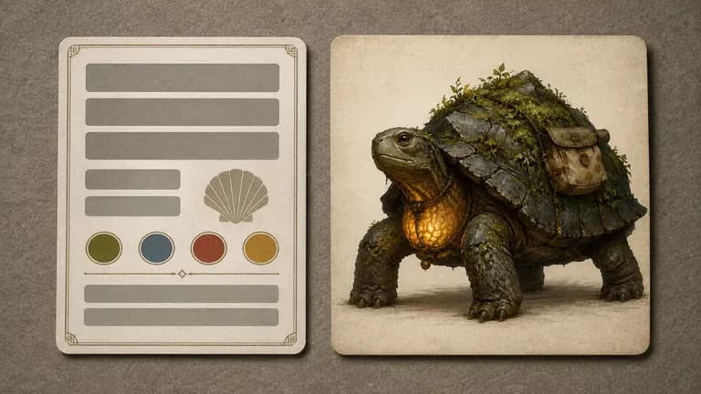 Carte de personnage non-joueur de jeu de rôle près de son illustration correspondante
