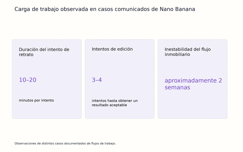 Carga de trabajo observada en casos comunicados de Nano Banana