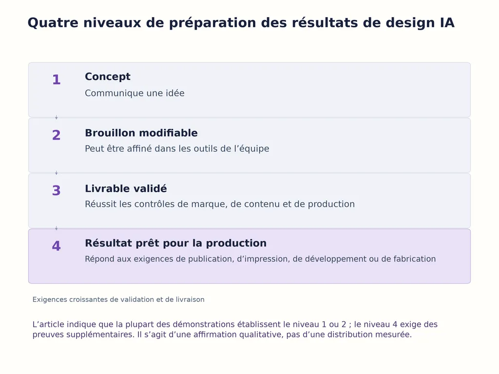 Quatre niveaux de préparation des résultats de design IA