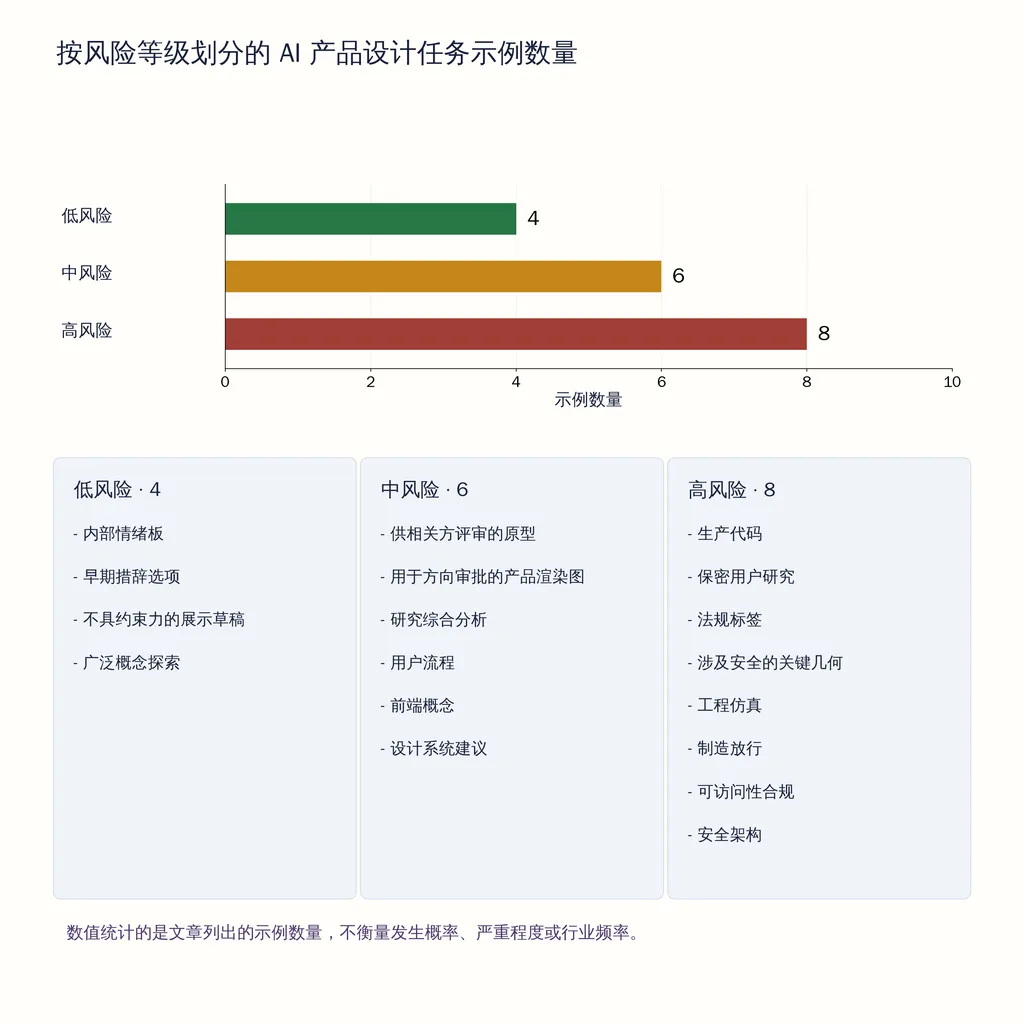 按风险等级划分的 AI 产品设计任务示例数量
