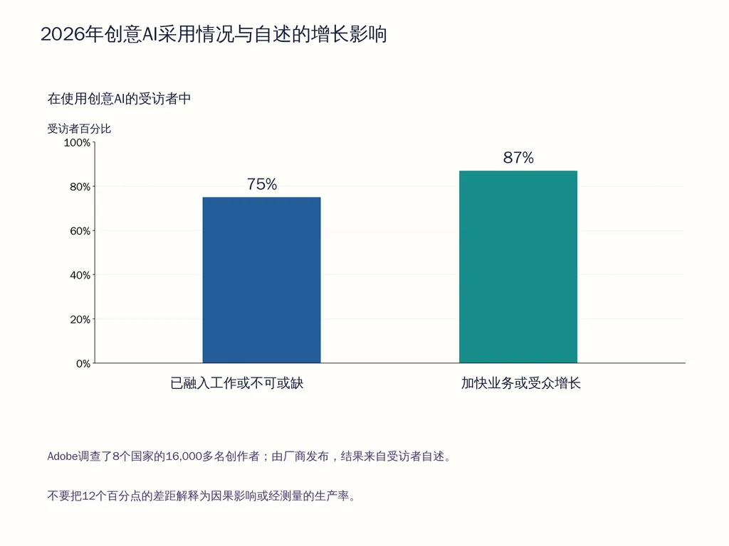2026年创意AI采用情况与自述的增长影响