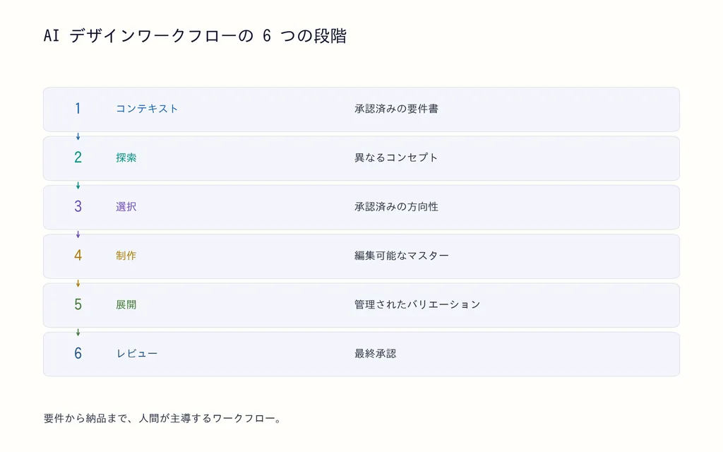 AI デザインワークフローの 6 つの段階