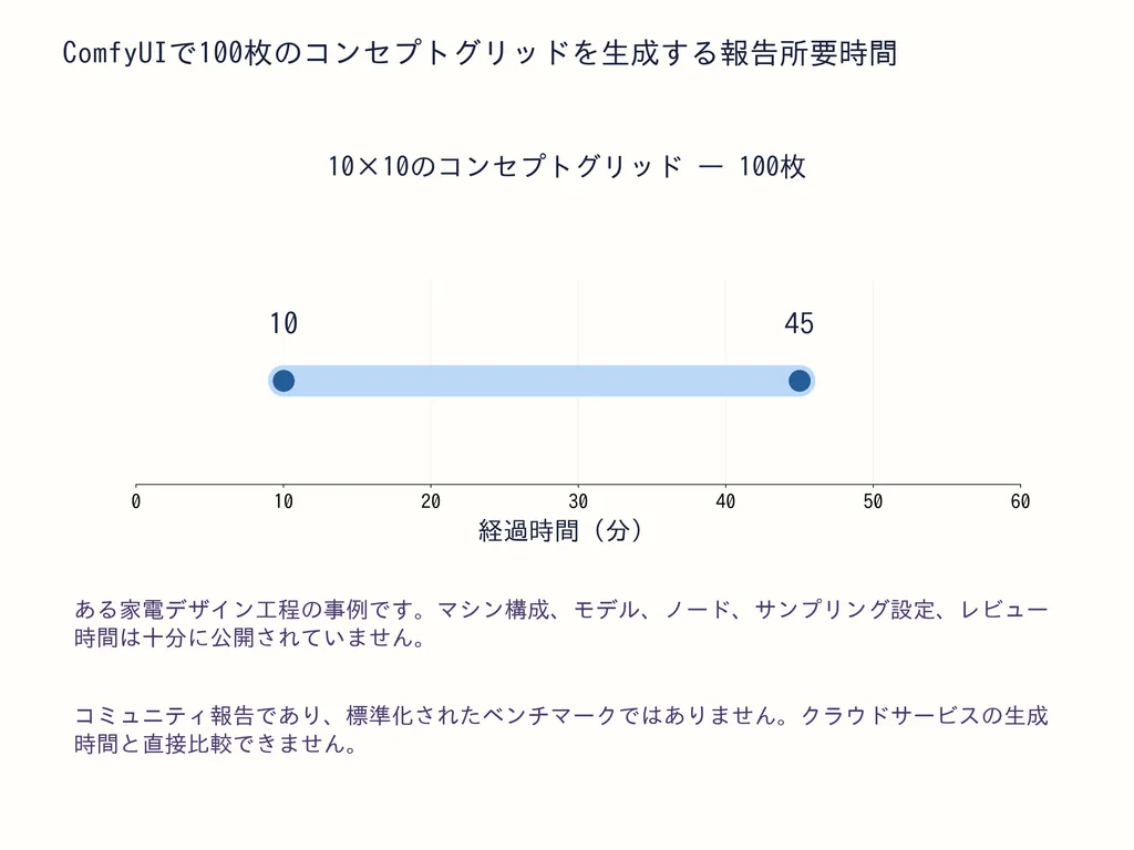 ComfyUIで100枚のコンセプトグリッドを生成する報告所要時間