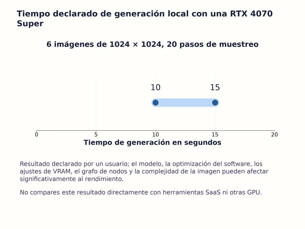 Tiempo declarado de generación local con una RTX 4070 Super