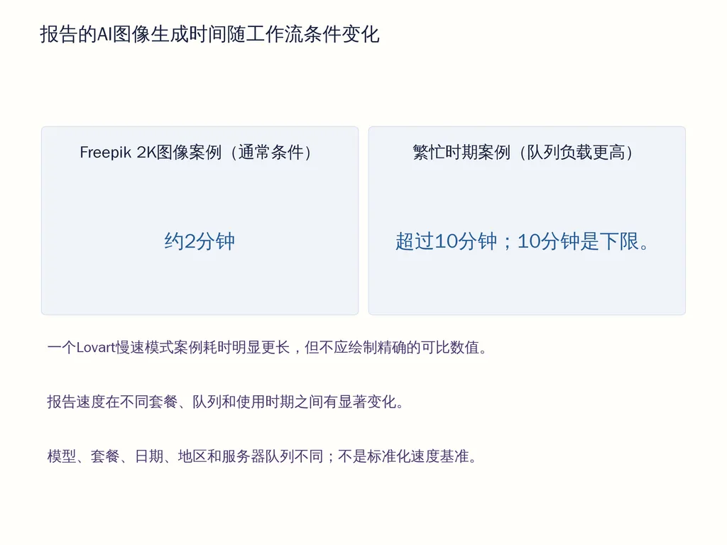 报告的AI图像生成时间随工作流条件变化