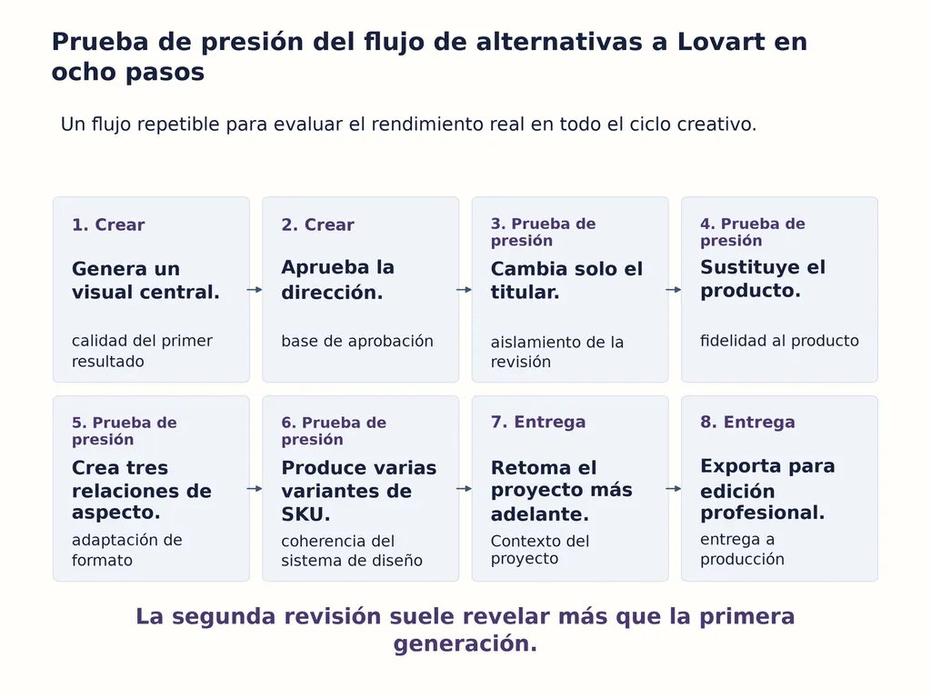 Prueba de presión del flujo de alternativas a Lovart en ocho pasos
