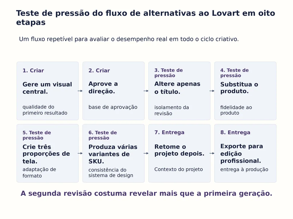 Teste de pressão do fluxo de alternativas ao Lovart em oito etapas