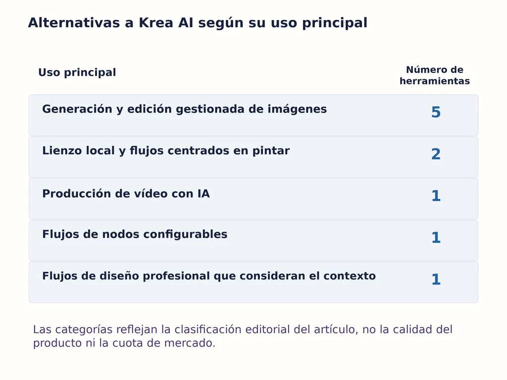 Alternativas a Krea AI según su uso principal