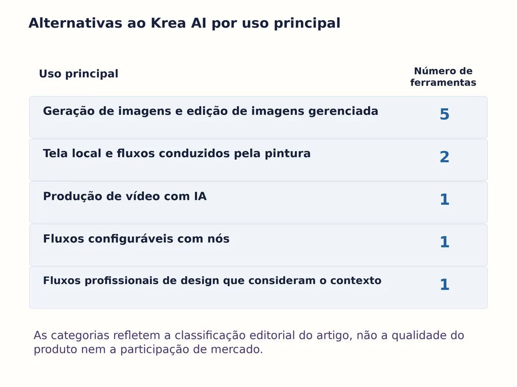 Alternativas ao Krea AI por uso principal