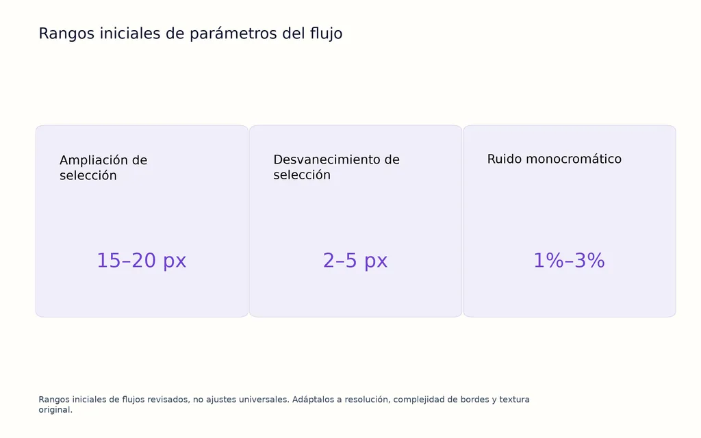 Rangos iniciales de parámetros del flujo