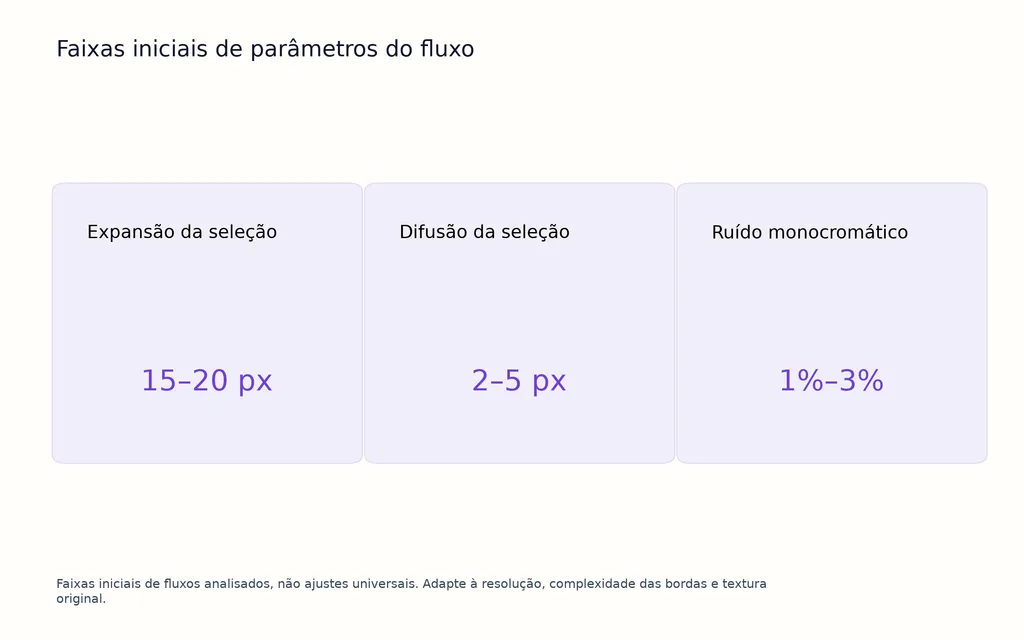 Faixas iniciais de parâmetros do fluxo