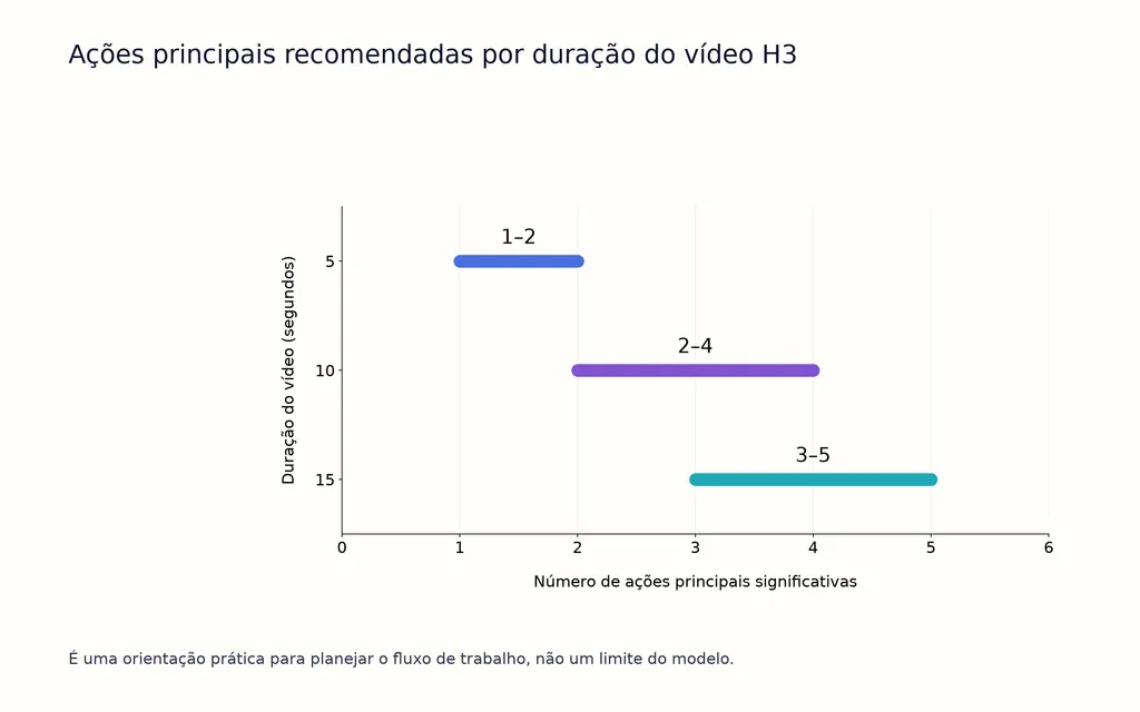 Ações principais recomendadas por duração do vídeo H3