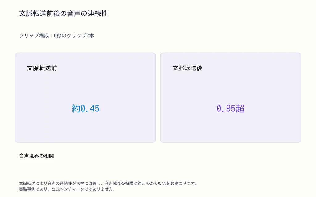 文脈転送前後の音声の連続性
