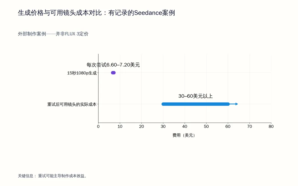 生成价格与可用镜头成本对比：有记录的Seedance案例