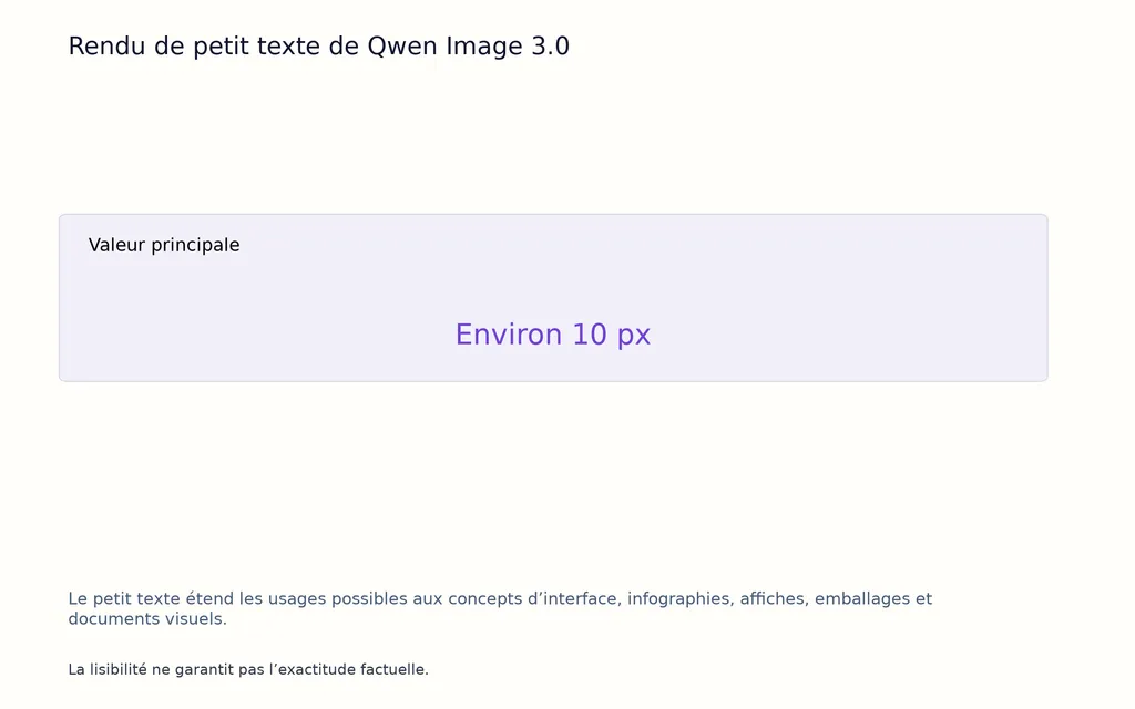 Rendu de petit texte de Qwen Image 3.0