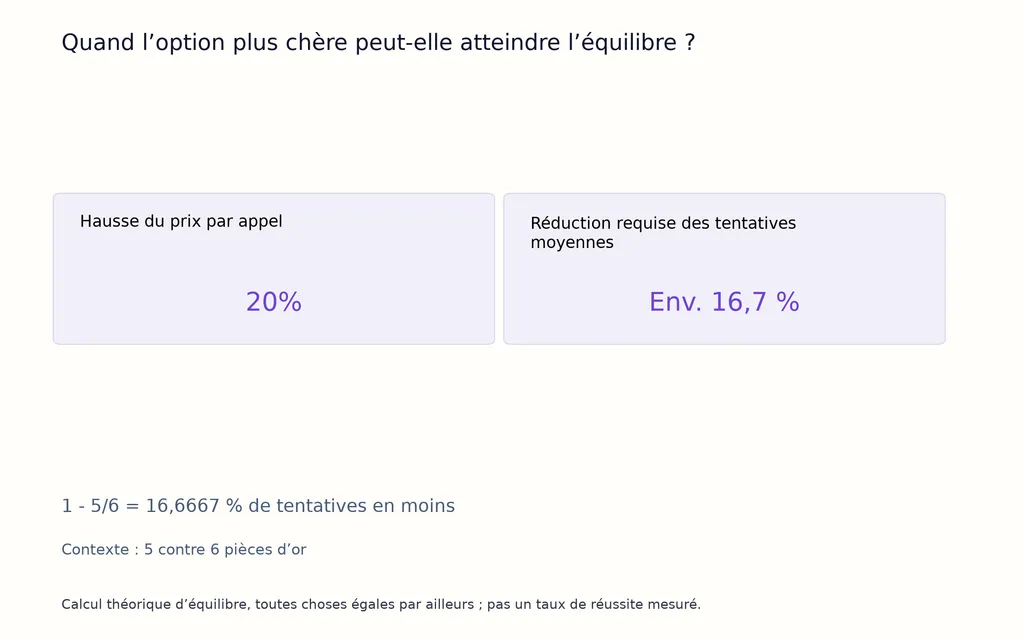Quand l’option plus chère peut-elle atteindre l’équilibre ?