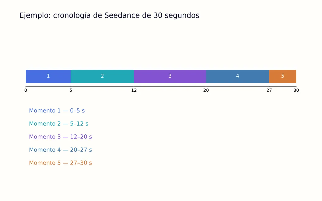 Ejemplo: cronología de Seedance de 30 segundos