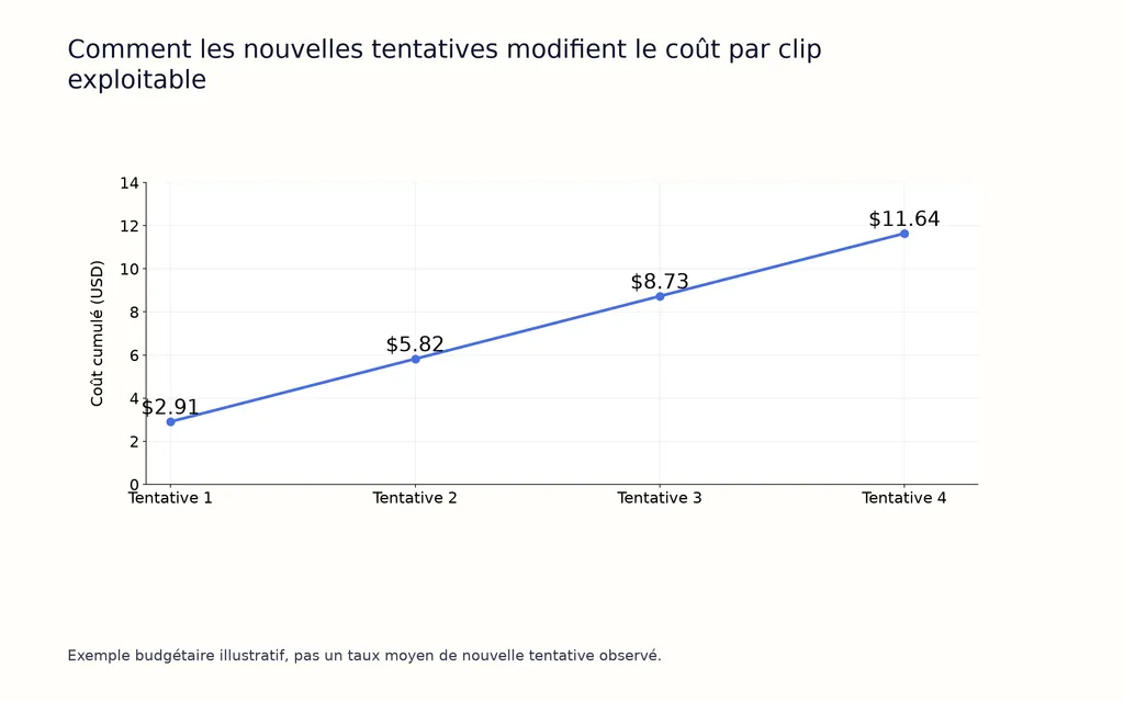 Comment les nouvelles tentatives modifient le coût par clip exploitable