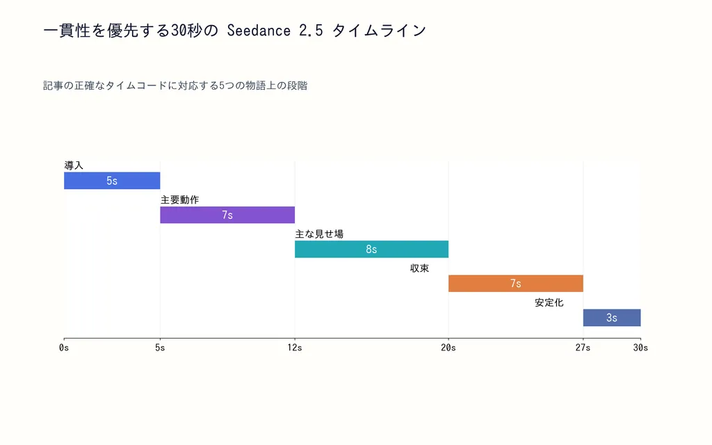 一貫性を優先する30秒の Seedance 2.5 タイムライン