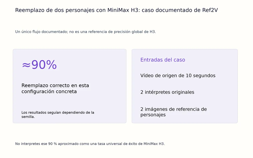 Reemplazo de dos personajes con MiniMax H3: caso documentado de Ref2V