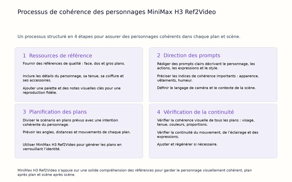 Processus de cohérence des personnages MiniMax H3 Ref2Video
