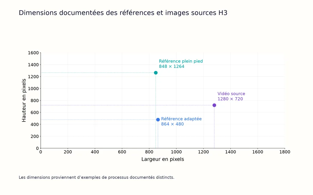 Dimensions documentées des références et images sources H3