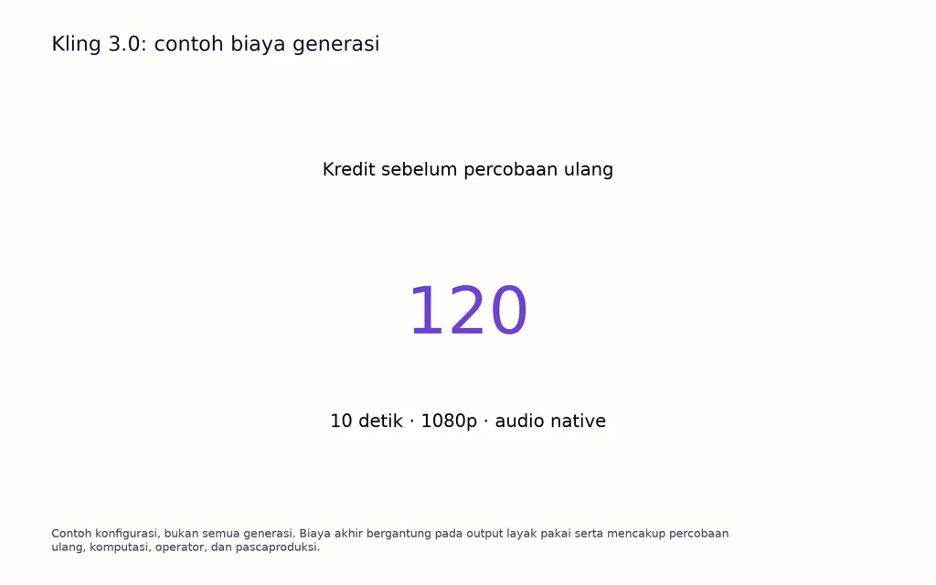 Kling 3.0: contoh biaya generasi