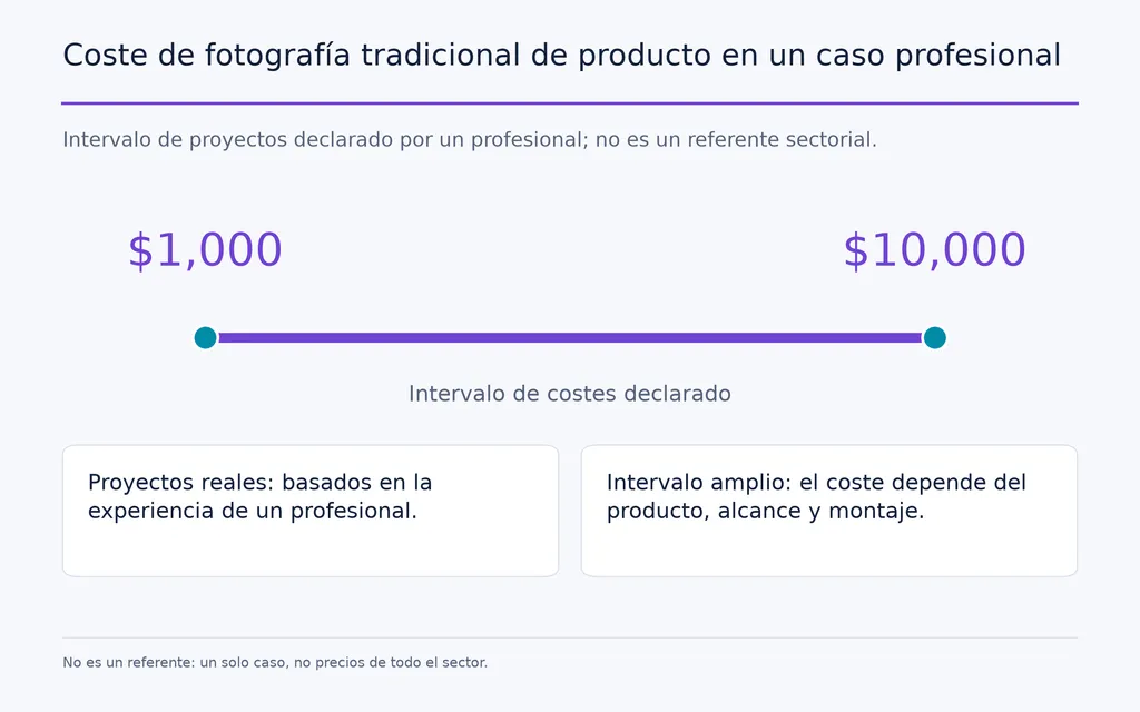 Coste de fotografía tradicional de producto en un caso profesional
