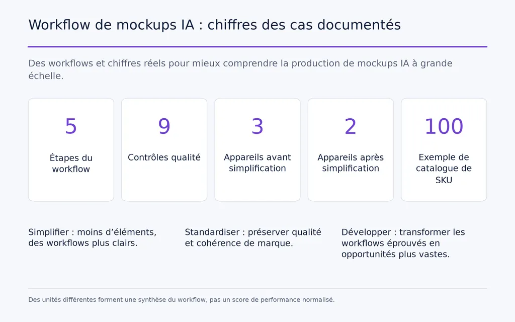 Workflow de mockups IA : chiffres des cas documentés