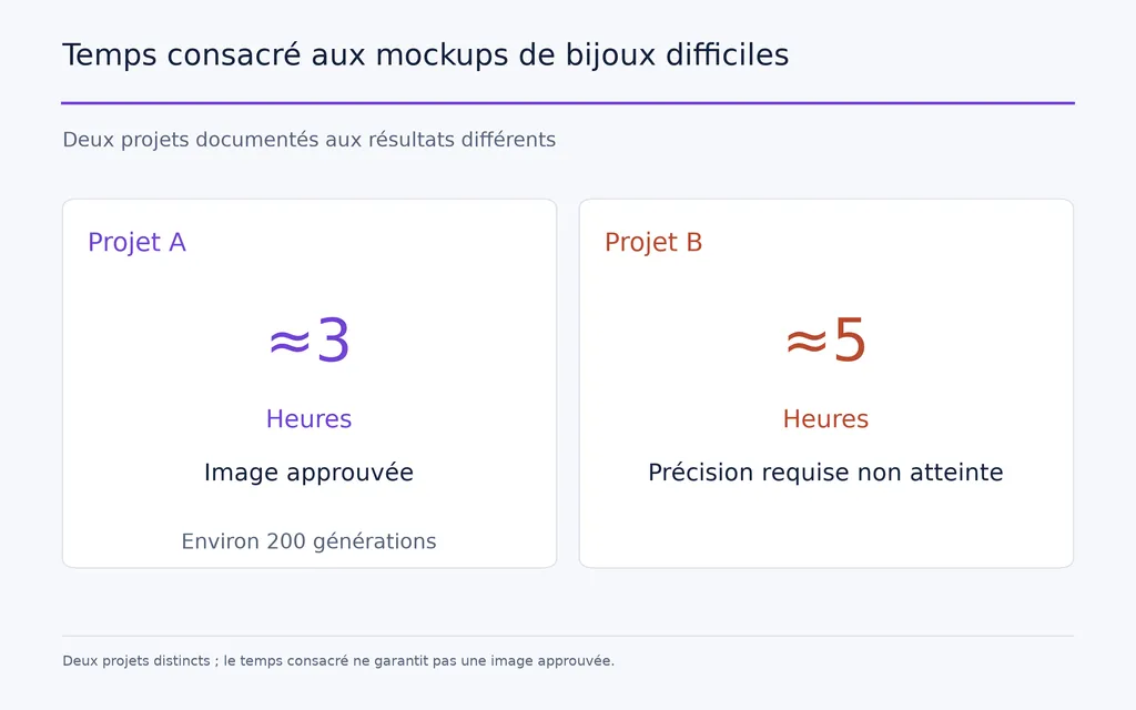 Temps consacré aux mockups de bijoux difficiles