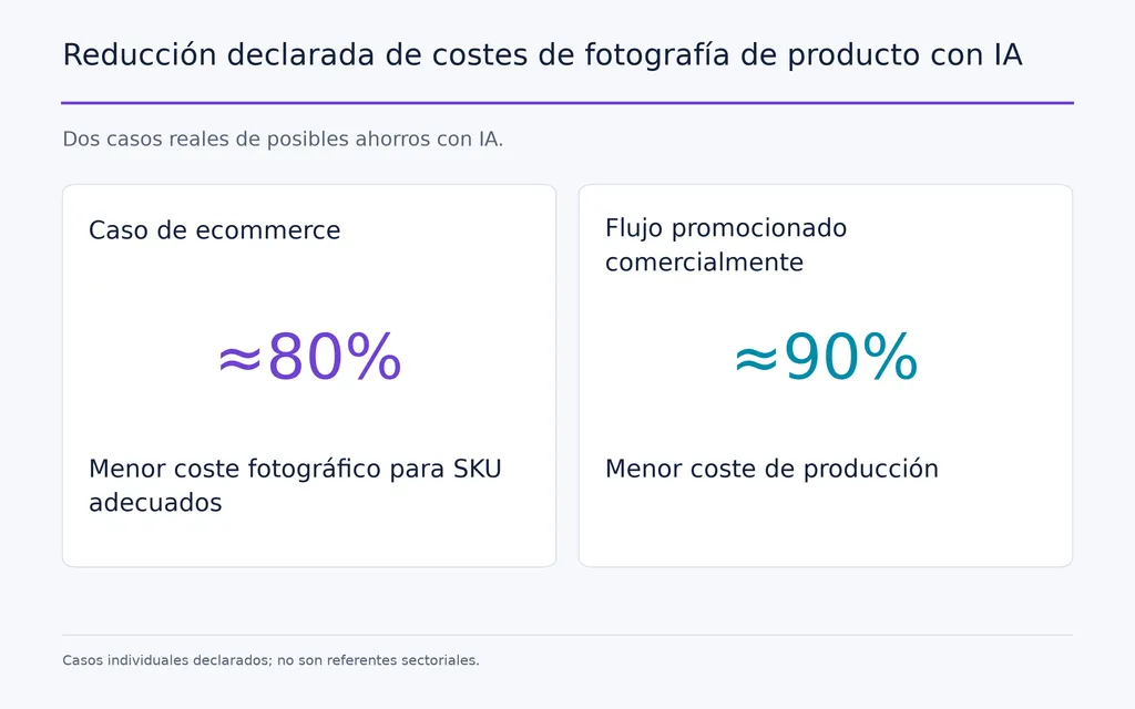 Reducción declarada de costes de fotografía de producto con IA