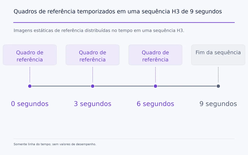 Quadros de referência temporizados em uma sequência H3 de 9 segundos