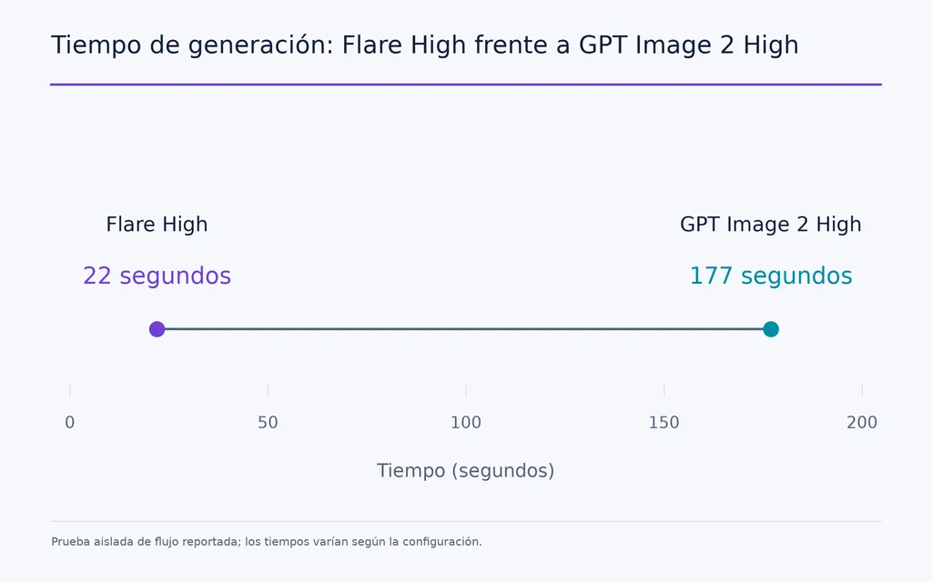 Tiempo de generación: Flare High frente a GPT Image 2 High