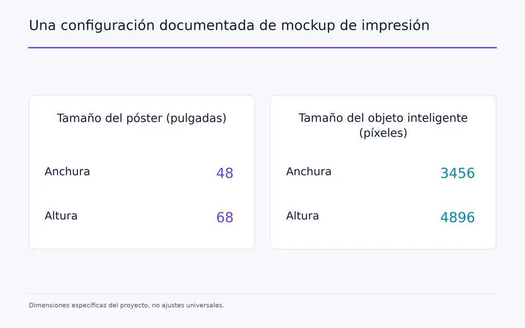 Una configuración documentada de mockup de impresión