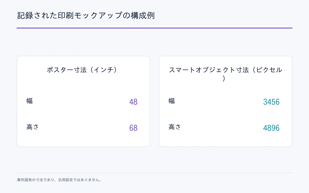 記録された印刷モックアップの構成例