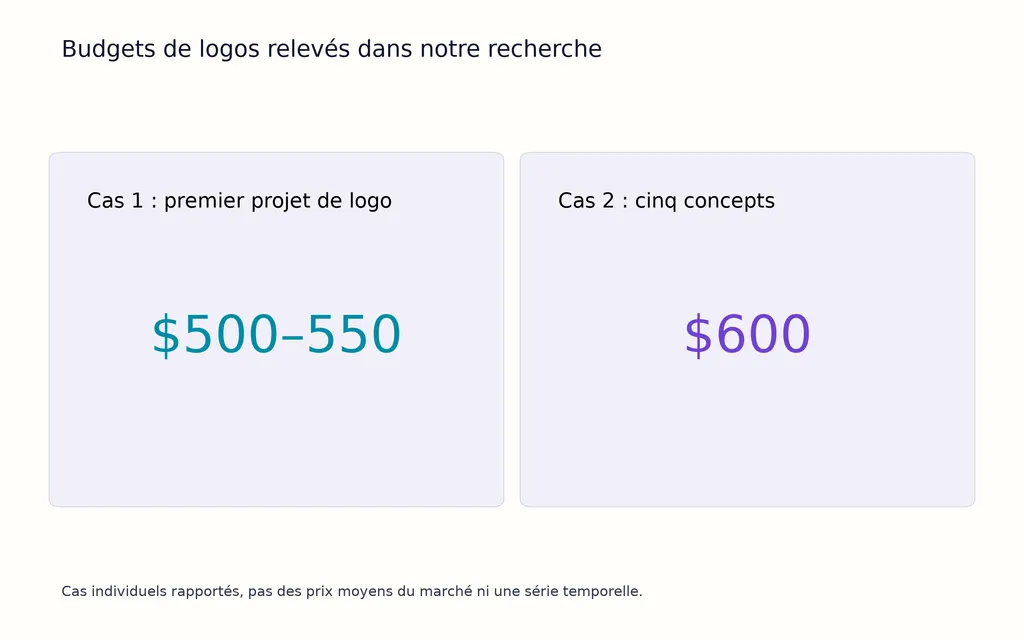 Budgets de logos relevés dans notre recherche