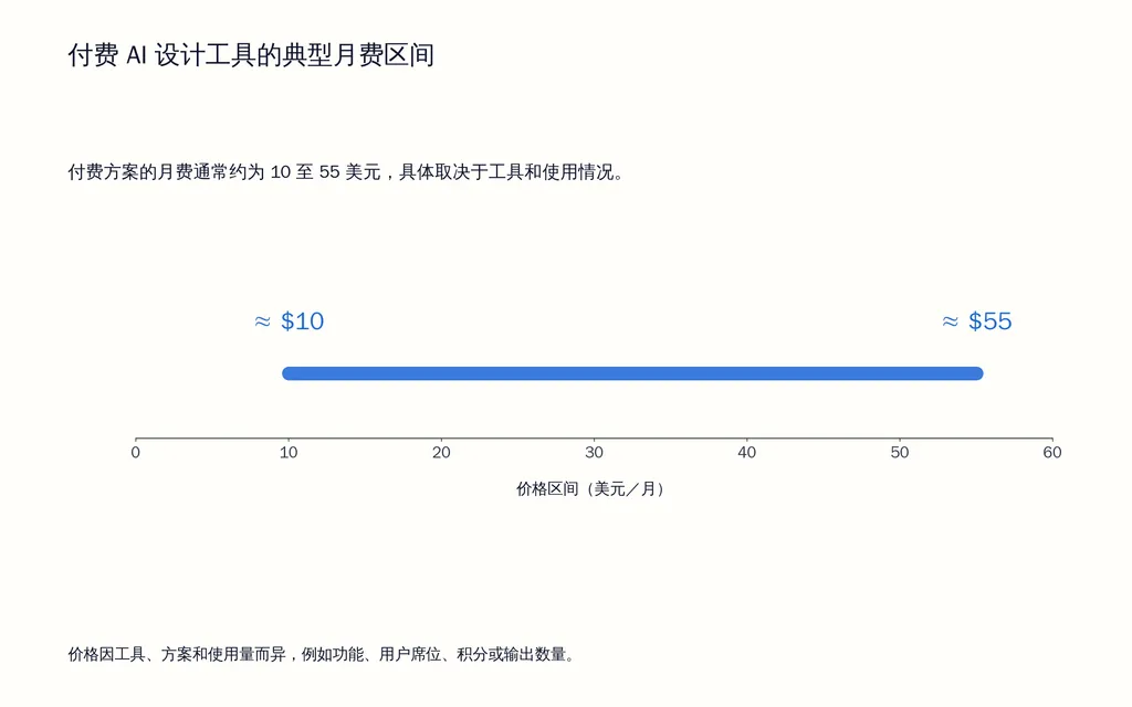 付费 AI 设计工具的典型月费区间