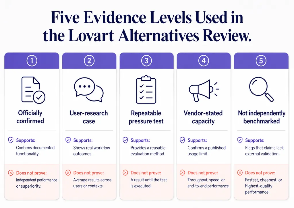 Five Evidence Levels Used in the Lovart Alternatives Review