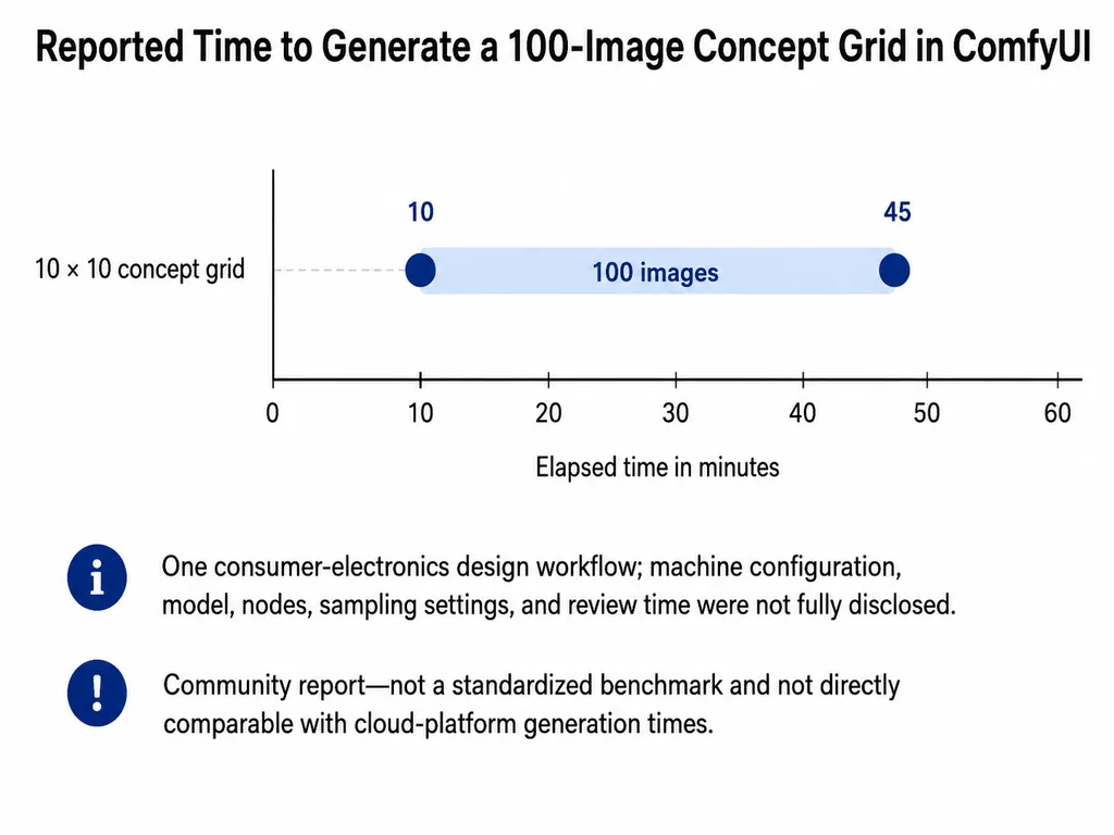 Reported Time to Generate a 100-Image Concept Grid in ComfyUI.