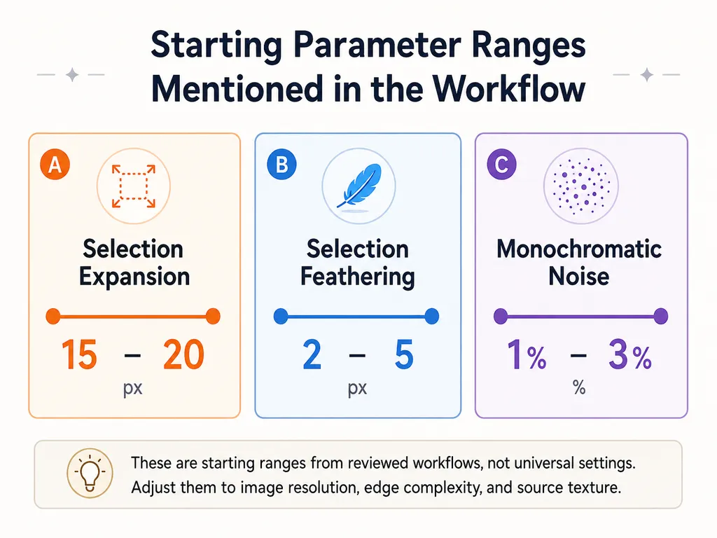Starting Parameter Ranges Mentioned in the Workflow