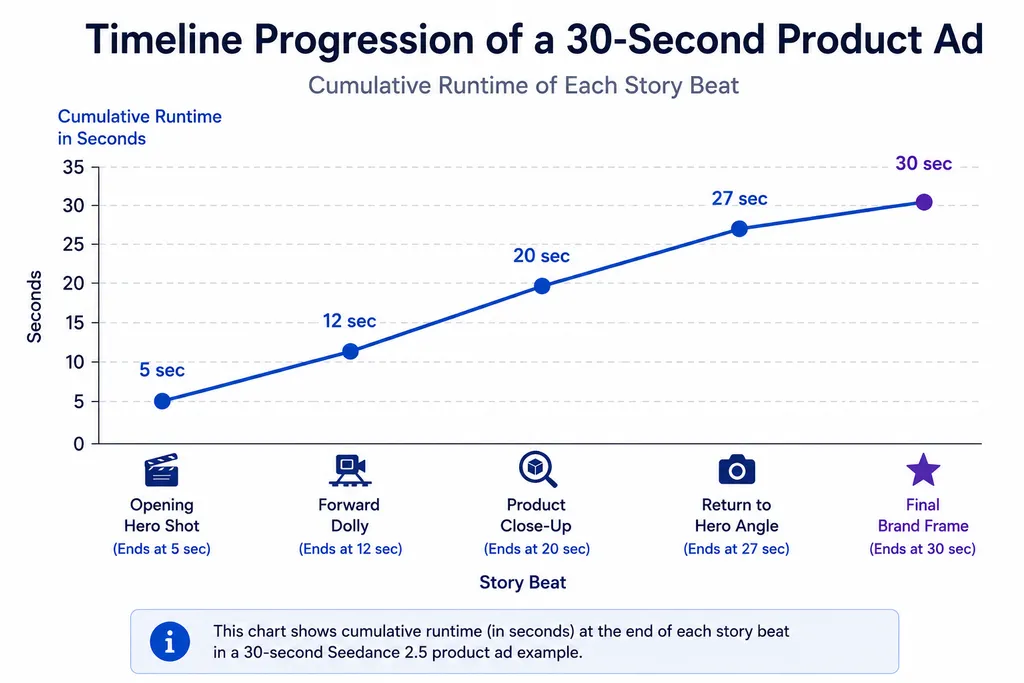 Timeline Progression of a 30-Second Product Ad