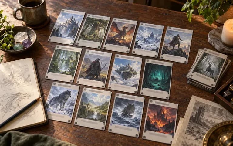 Draft art for a deck of game cards
