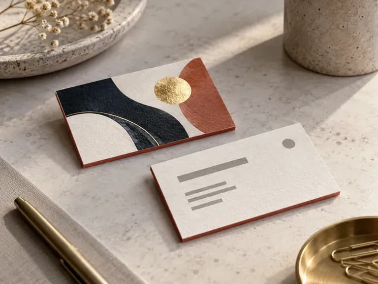 Designer Portfolio Cards: a bold artwork side paired with a clean text side