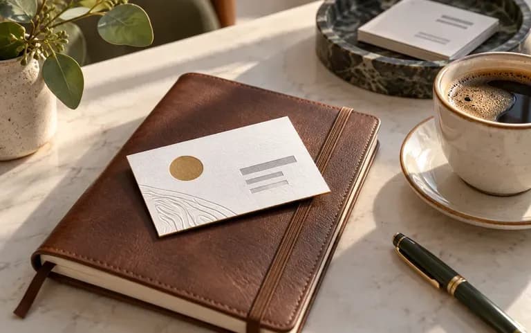 A consultant's card ready for a client meeting
