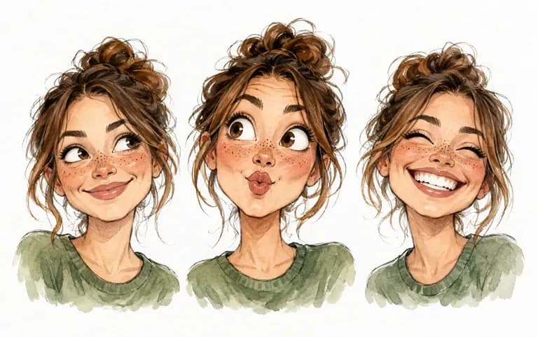 Three caricature takes of the same photo