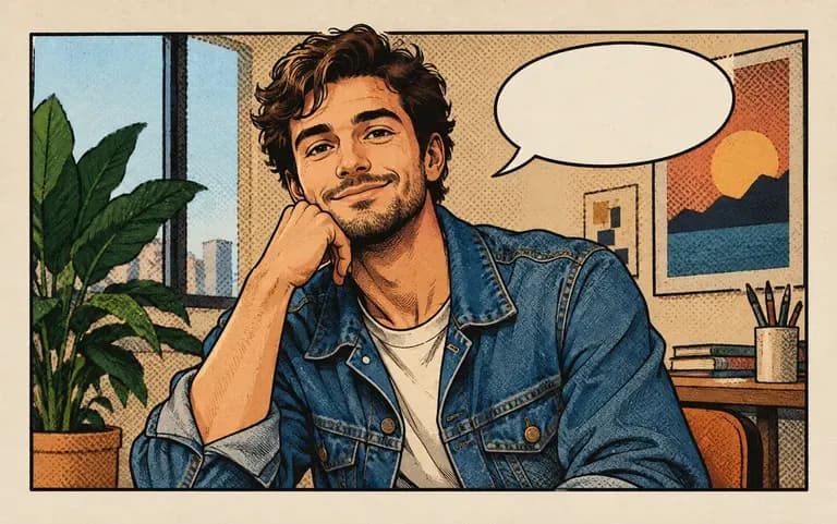 A portrait turned into a comic panel